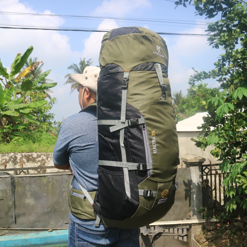 Tas Ransel Hiking Pria 70L Elektra Carrier Gunung Frame Besi Outdoor