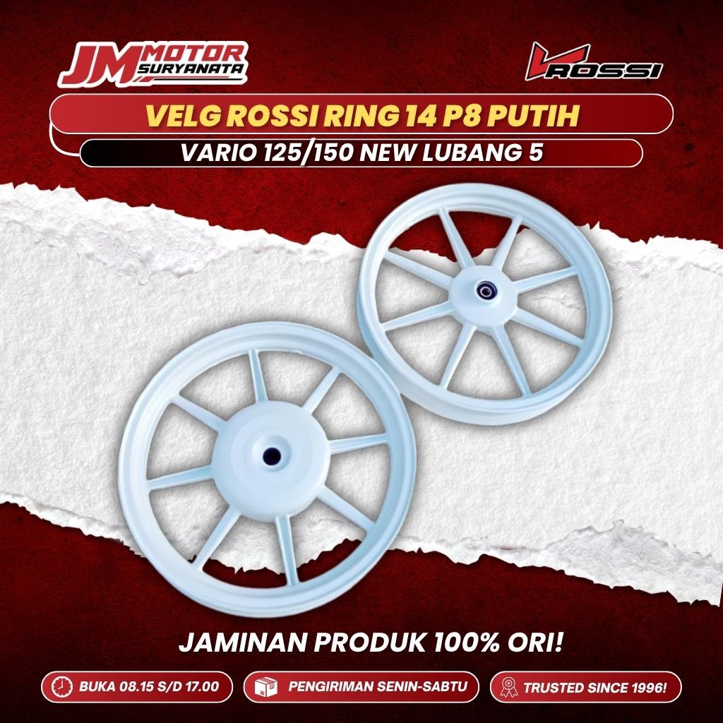 VELG ROSSI RACING PALANG 8 PUTIH LUBANG 5 VARIO 125/150 NEW