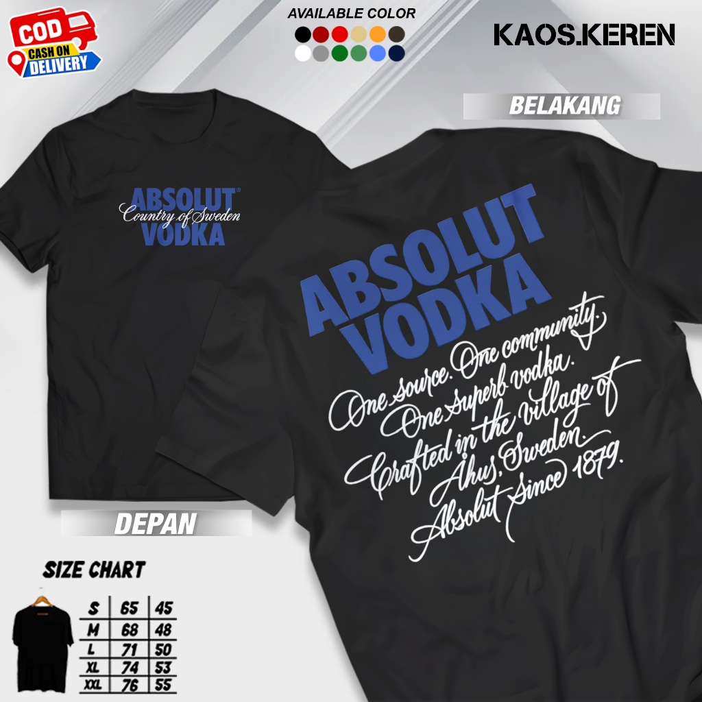KAOS DISTRO PRIA ABSOLUT VODKA KAOS KEREN ATASAN SANTAI ADEM PRIA DEWASA