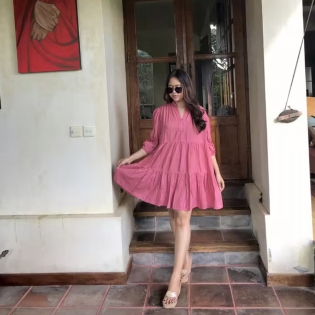 thebest - Nina Dress Wanita Casual | Big Size Dress Natal Dress Pantai | Dress Pantai Jumbo Mini Ter