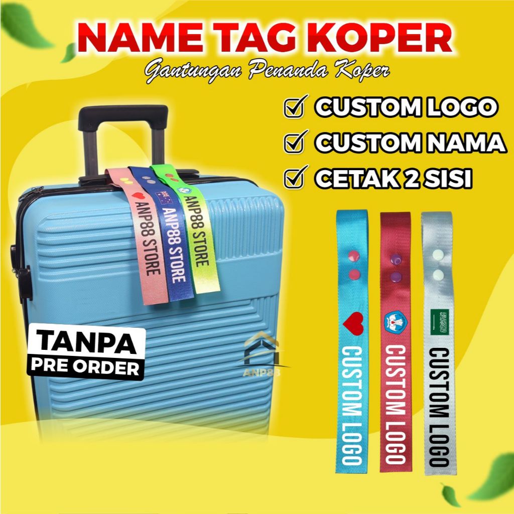 ANP88 - Tag Koper Custom Desain / Baggage Tag Custom/ Gantungan Penanda Koper Custom Nama dan Logo/ 