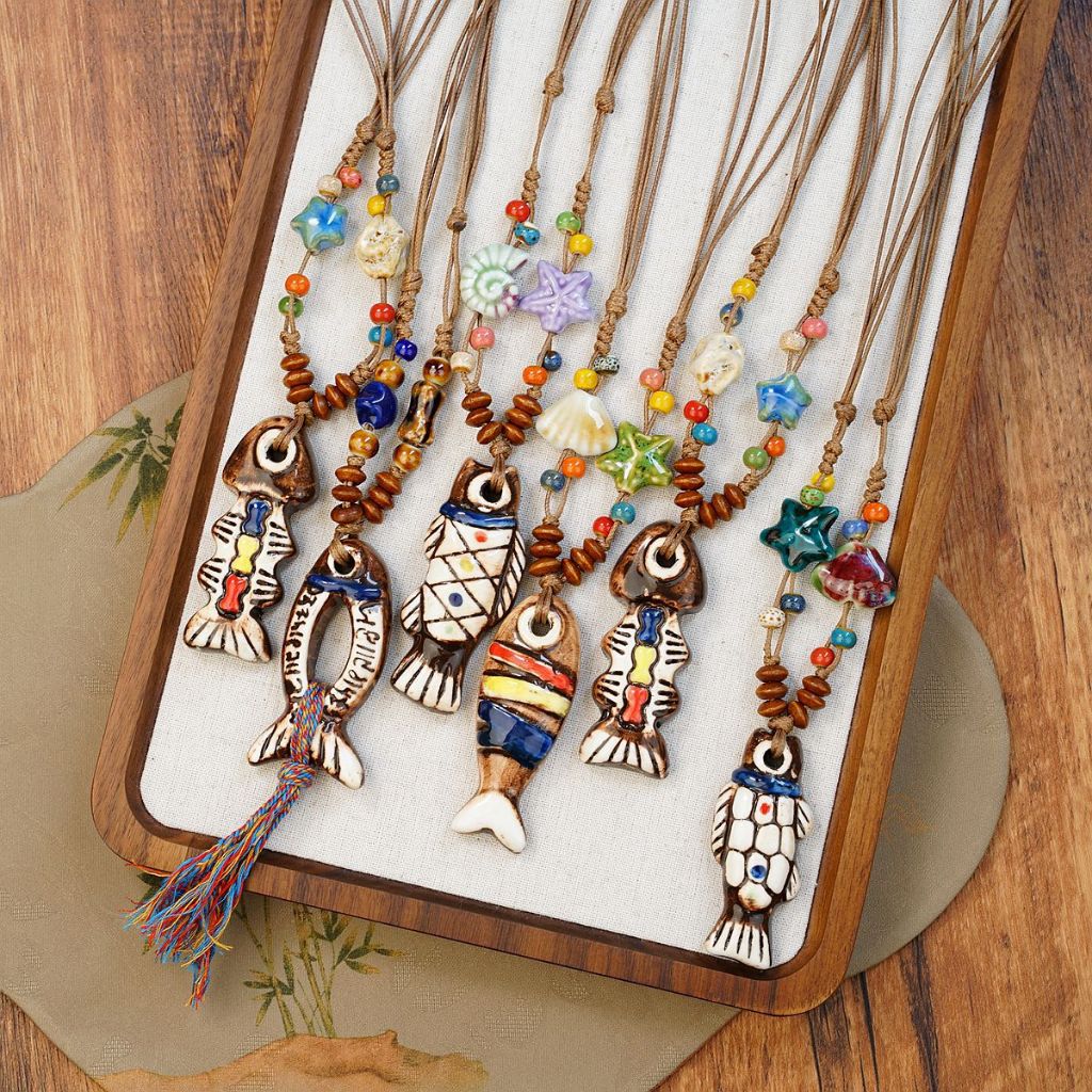 Kalung Etnik Wanita Bohemian Motif Fish aksesoris fashion wanita