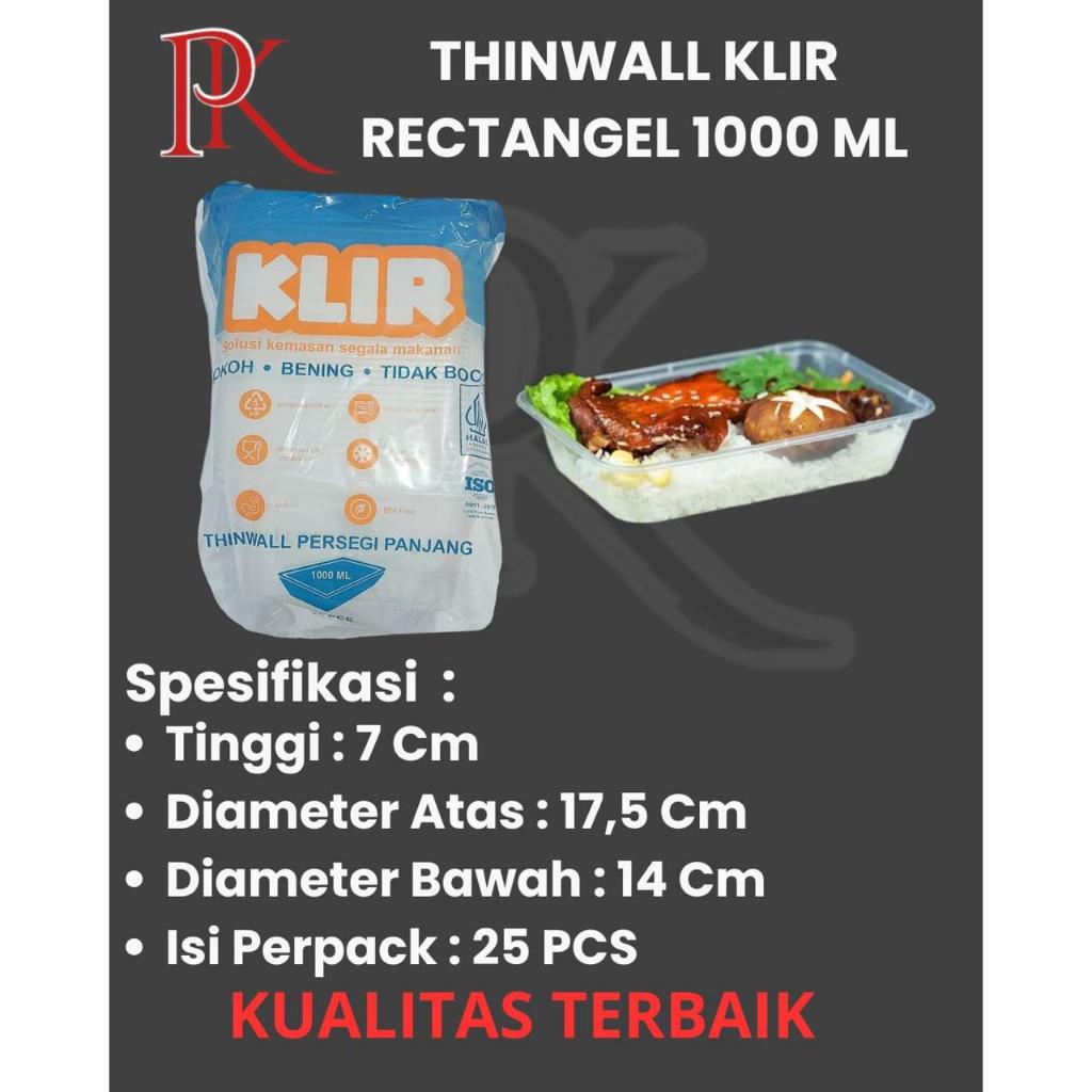 (25PCS) Thinwall 1000ml Rec Kotak Makan Plastik Food Container Box Cup Jelly Toples Salad