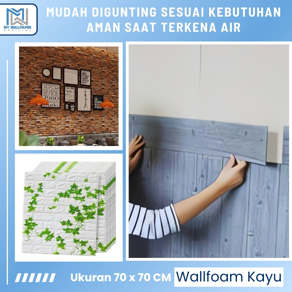 Wallpaper Foam Dinding Motif Kayu Wall Foam Motif Kayu 70x77 Wall Foam Kayu Foam Dinding 3D