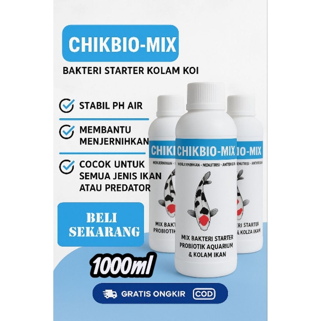 ChikBio-Mix Bakteri Starter Probiotik Penjernih Air Aquarium & Kolam Ikan Pengurai Amonia Cepat Kerj