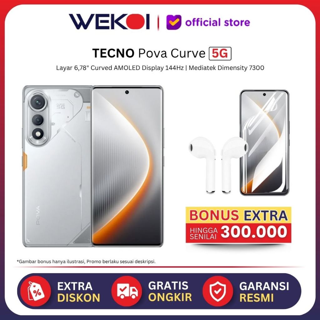 TECNO POVA Curve 5G | HP Layar Lengkung AMOLED | RAM 8GB ROM 256GB | Gaming & Multitasking
