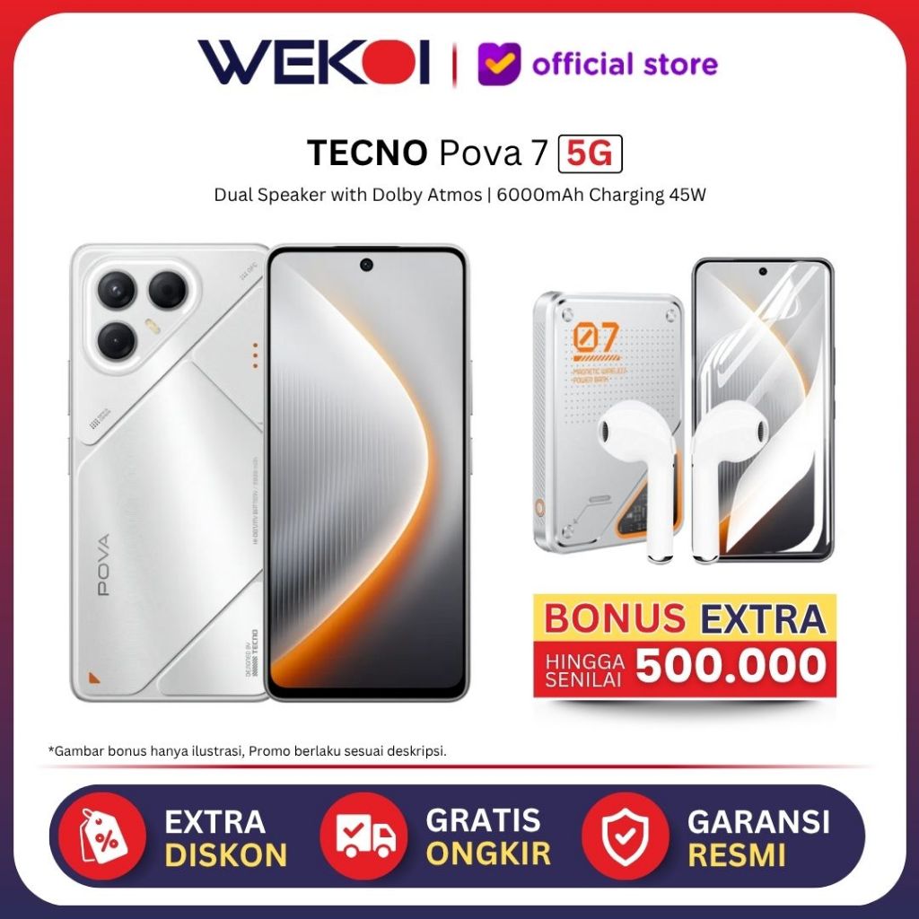 TECNO POVA 7 5G Ram 8GB Internal 128GB & 256GB Handphone Smartphone Original Garansi Resmi 1 Tahun