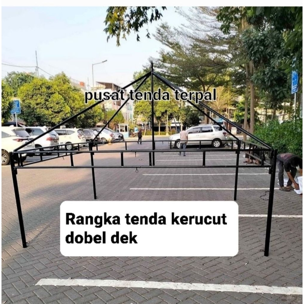 Rangka tenda kerucut ukuran 3x3 4x4 rangka dobel deck