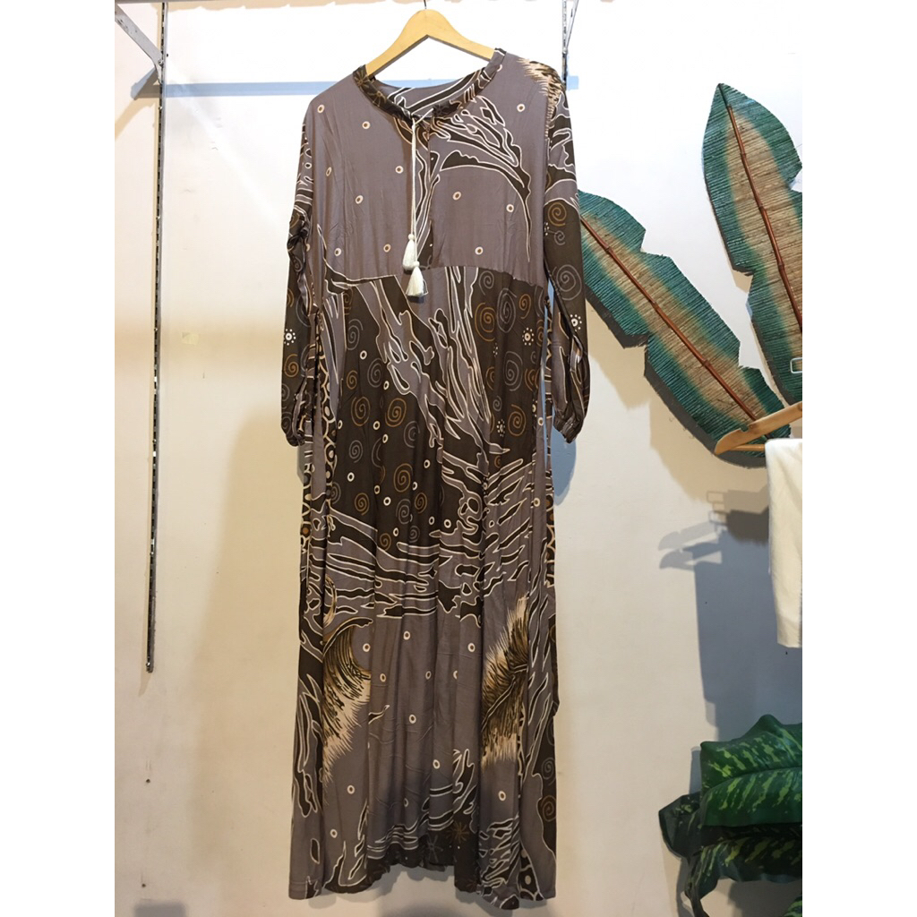 gamis kaftan batik bahan katun rayon