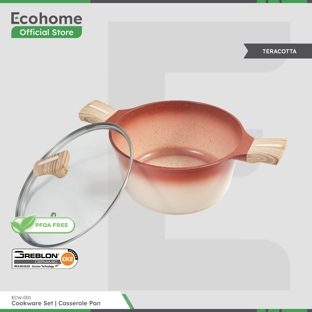 ECOHOME COOKWARE | Casserole Pan 24 cm Ceramic Coating Anti Lengket with Greblon CK2 Ceramic Coating