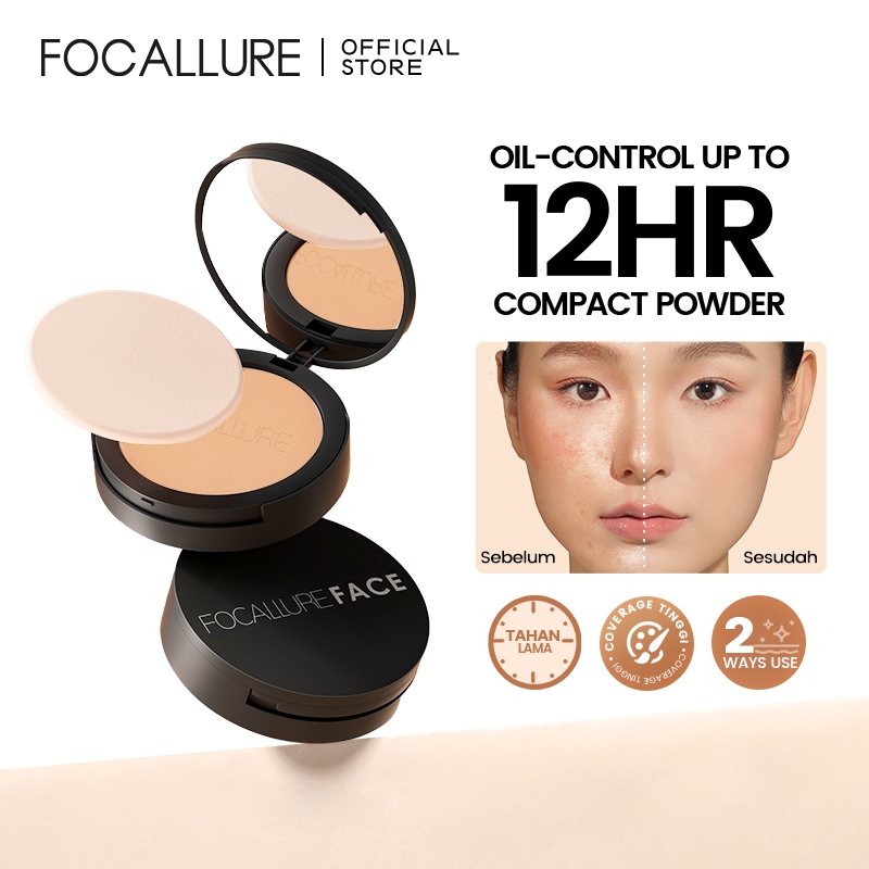 FOCALLURE Oil-control Pressed Powder-Matte Bedak Padat