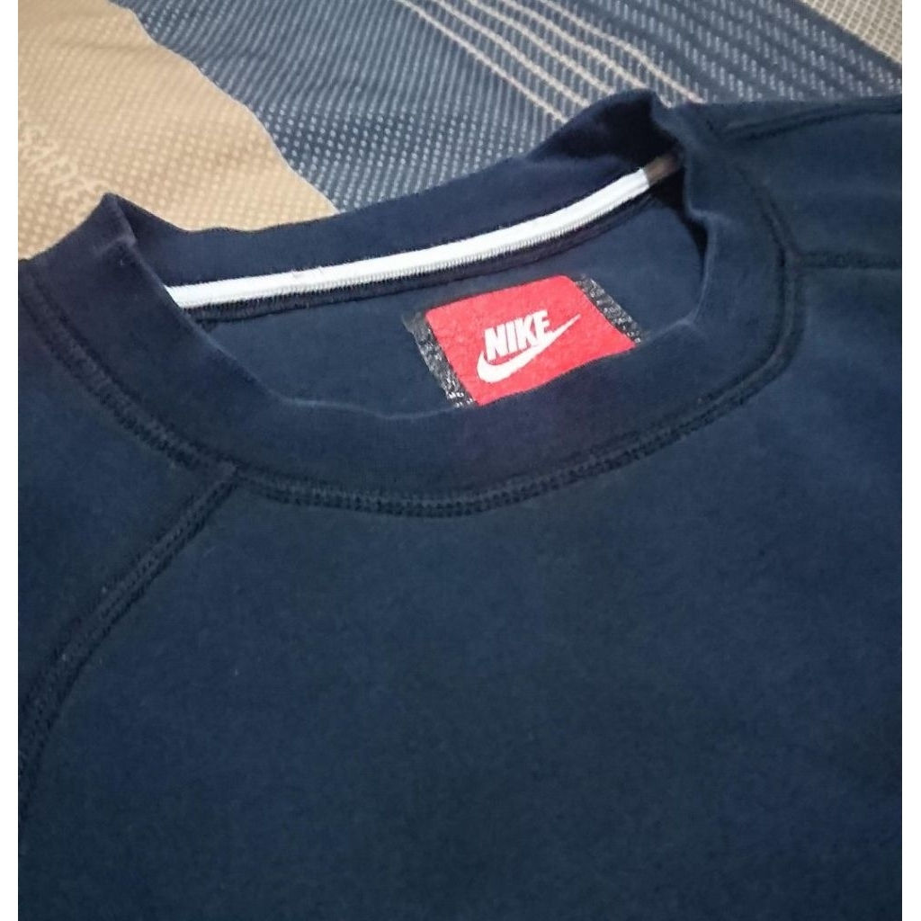 Nike Heritage Logo Sweater Crewneck Pria Biru Dongker/Navy Small S