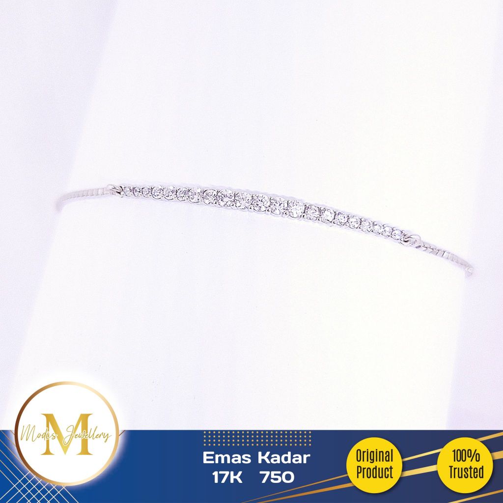MODIS JEWELLERY - Gelang Serut Plat Listring Putih - Emas 17k  750