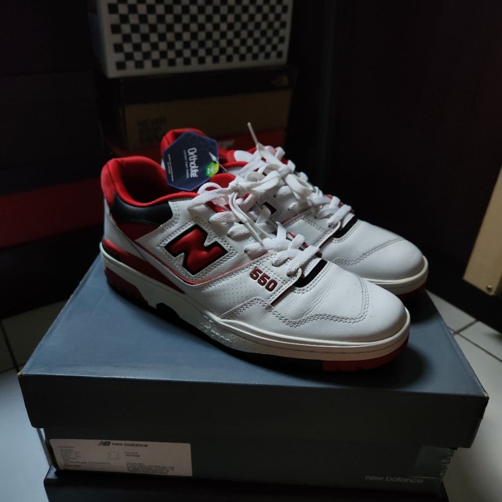 New Balance NB 550 White Team Red Original Size 44 Resmi MAP Fullset