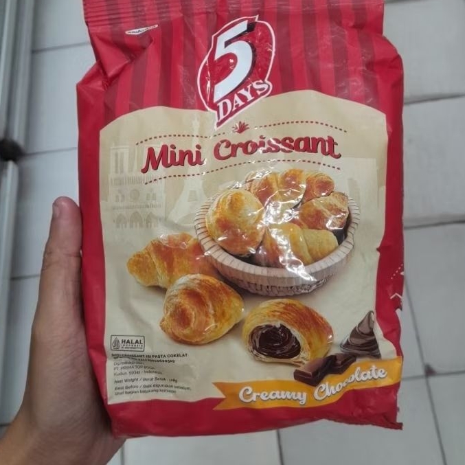 5 Days Mini Croissant roti isi pasta Coklat 128gr
