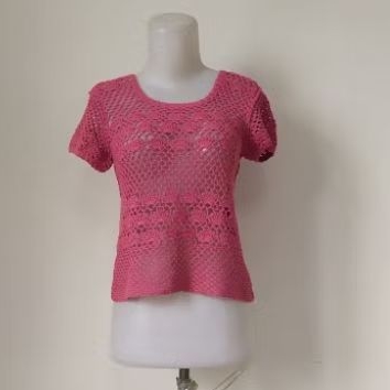 Blus rajut wanita pink fanta(Preloved)
