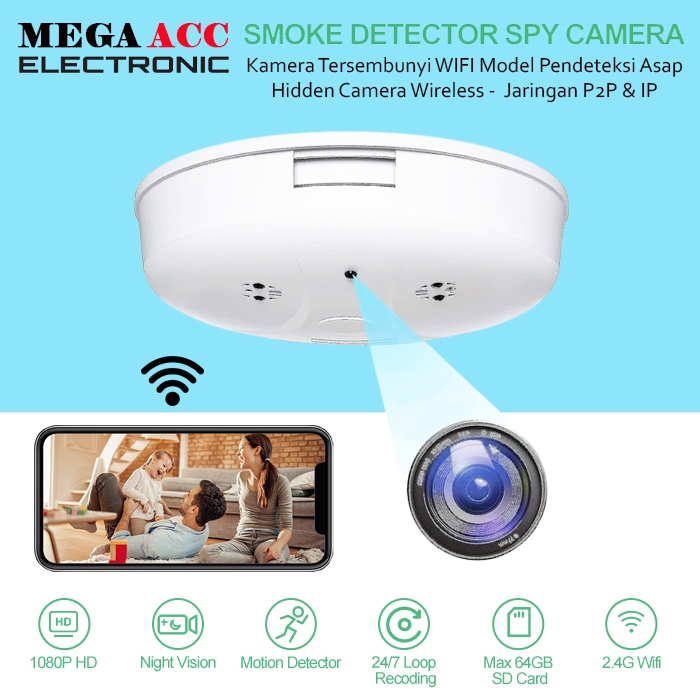 Ip camera – Spy Camera Smoke Detector WIFI 4K – Hidden Camera – Kamera Tersembunyi WIFI