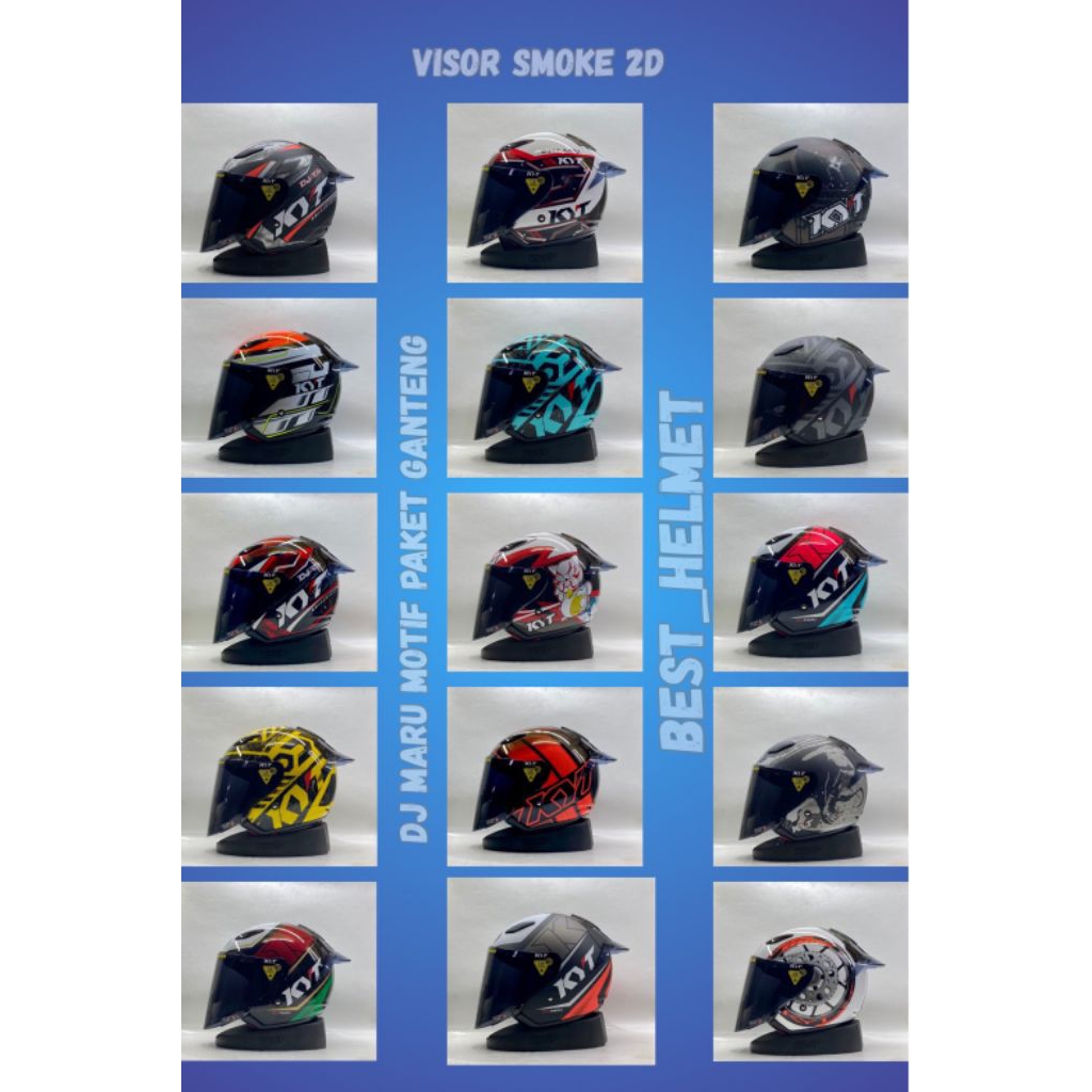 KYT DJ MARU ALL MOTIF KACA SMOKE FREE SPOILER 2D - HELM KYT ORIGINAL DOT SNI HALF FACE UNTUK DEWASA 