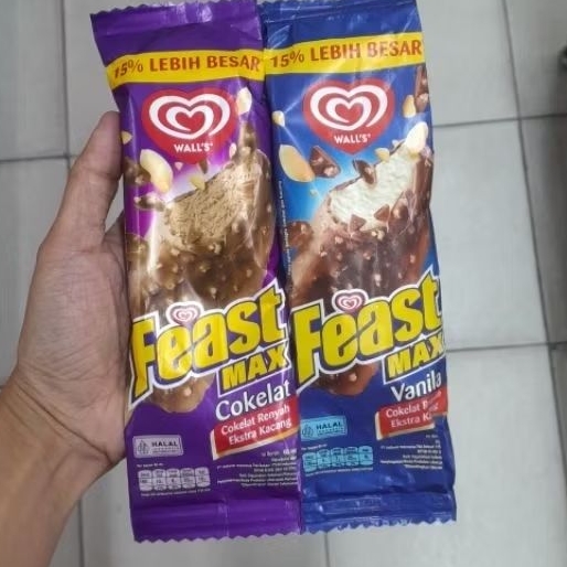 Wall's Feast Max es krim ice cream COKLAT / VANILA 65ml