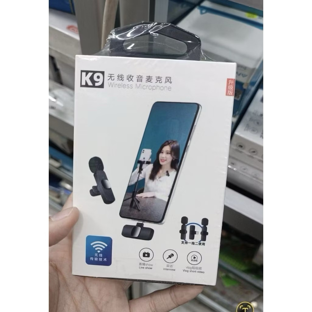 (PRELOVED)Microphone  K9 Mic Clip On Youtuber Podcast Live Streaming K9 Wireless Lavalier Type C 2 M