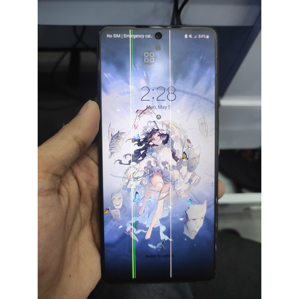 Lcd samsung M52 original copotan,minus garis