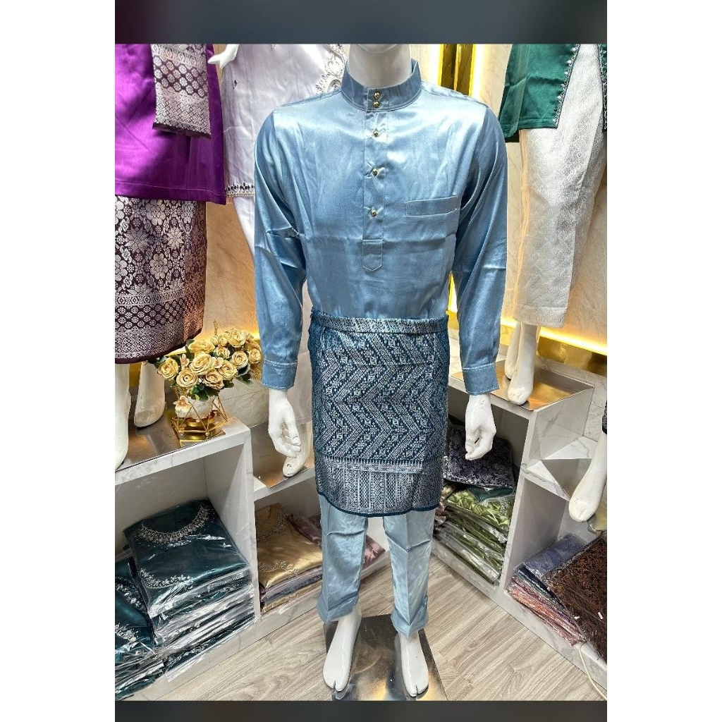 One Set Baju Melayu Pria - Baju Melayu Pria Modern - Set Melayu Plus Songket / Rumpak
