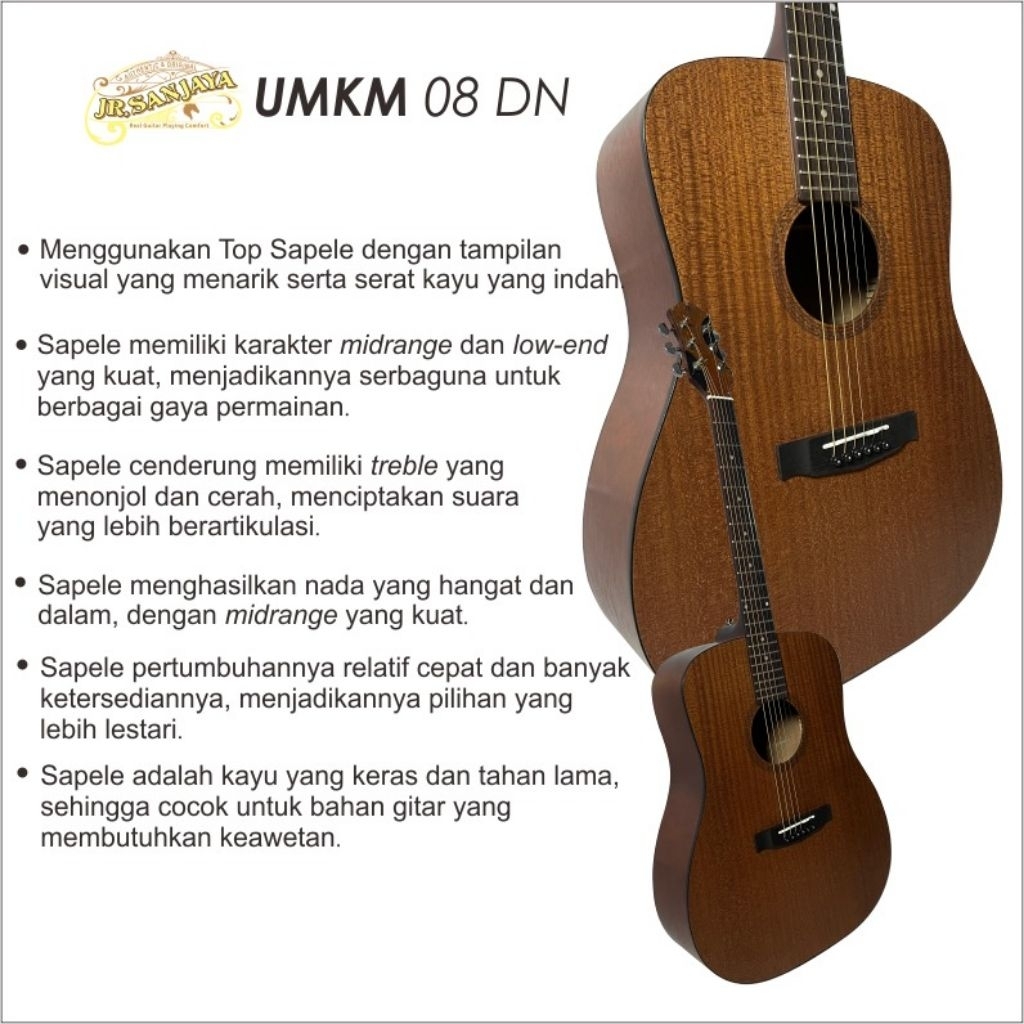 GITAR AKUSTIK/AKUSTIK ELECTRIK ORIGINAL JR.SANJAYA UMKM 08 DN