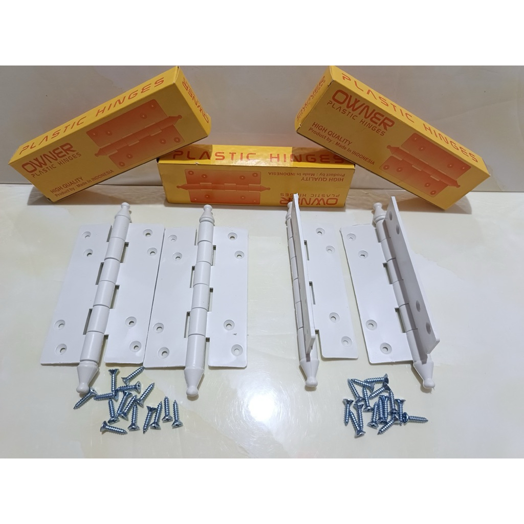 TERMURAH GROSIR 12 PASANG ENGSEL PVC TEBAL PUTIH / ENGSEL KAMAR MANDI / ENGSEL PINTU PVC TEBAL