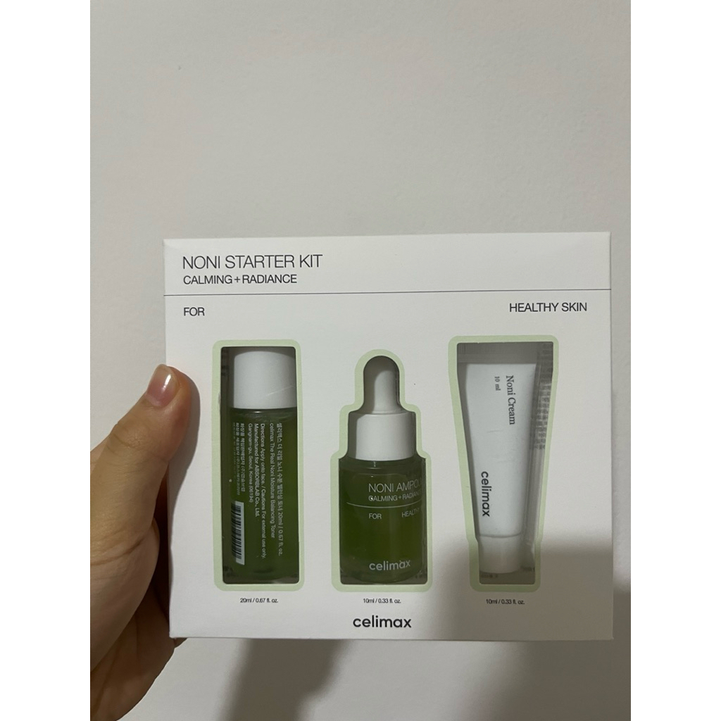 celimax noni starter kit calming + radiance ampoule cream toner