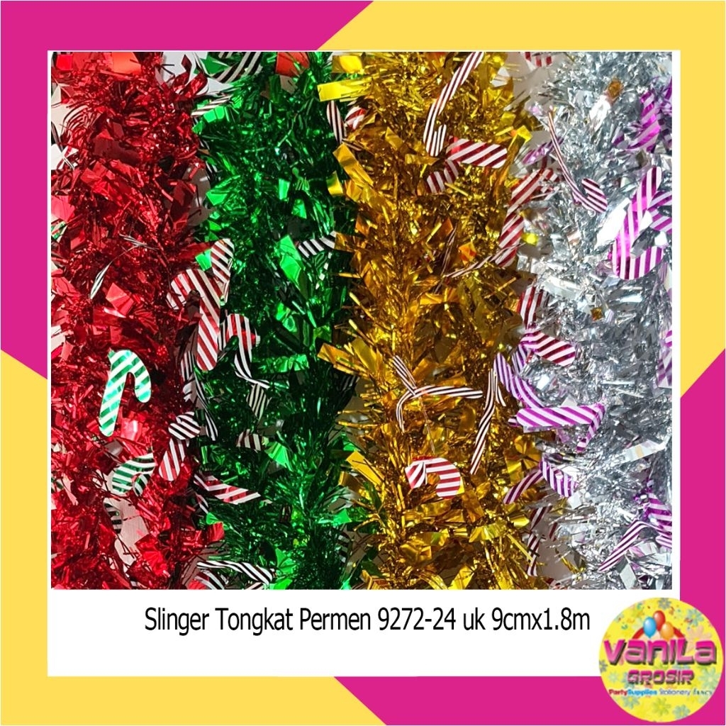 Slinger Tongkat Permen, slinger Warna Warni, Hiasan Dekorasi,slinger dekorasi natal, slinger hiasan 