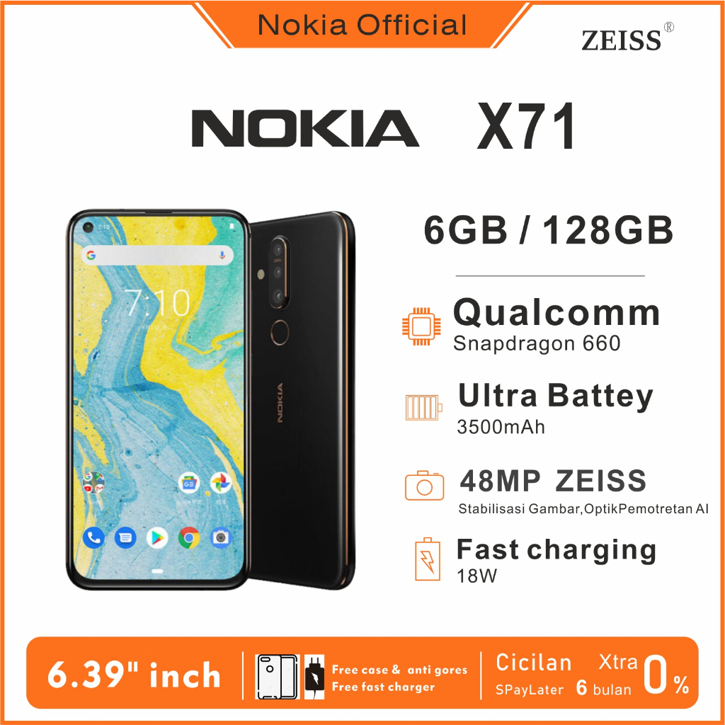 Nokia x71- second 98%-99% hitam ram 6GB+rom 128GB /6.39 inci /  hp android nokia / hp murah mulus ha