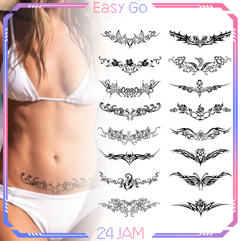 18pcs Tato Temporer Stiker Tato Tato Kupu-Kupu Tato Bunga Tato Renda Tato Sementara Tahan Air Tahan 