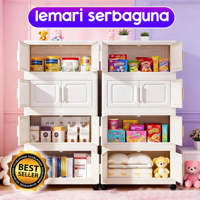 Lemari Plastik Susun, Lemari Baju Susun, Lemari Pakaian Serbaguna, Lemari Baju Free Roda, Lemari Mud