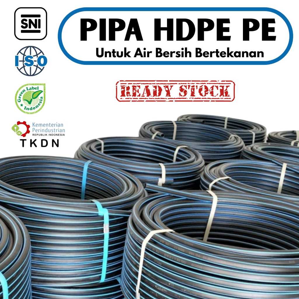 Pipa HDPE 1/2" (20mm) Selang Pipa SNI HDPE Hitam Pipa Air Bersih  Roll Selang HDPE  Selang Irigasi P
