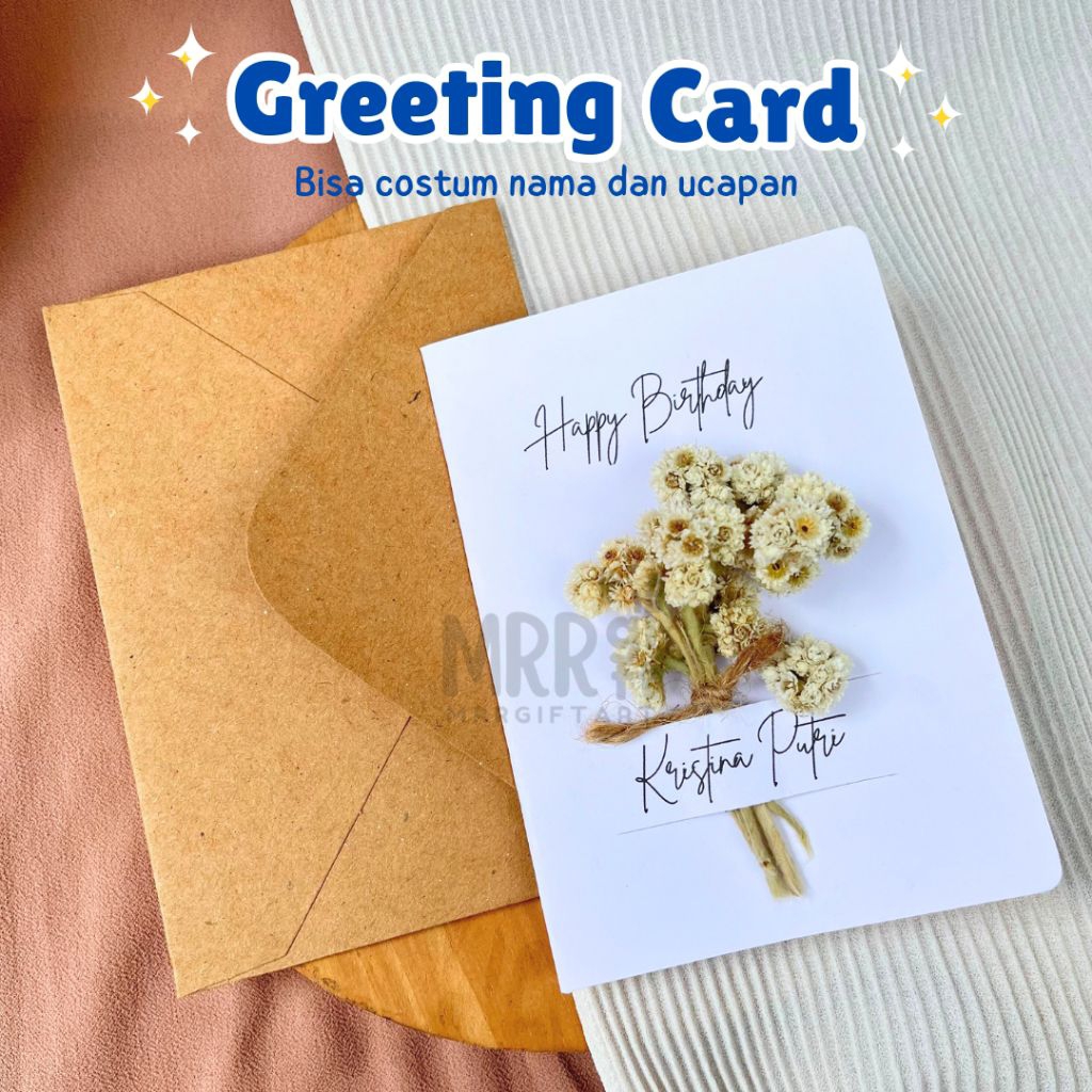 Greeting Card Custom Nama & Ucapan Free Amplop Kartu Ucapan Estetik Custom Tulisan Nama Kado Ulang T
