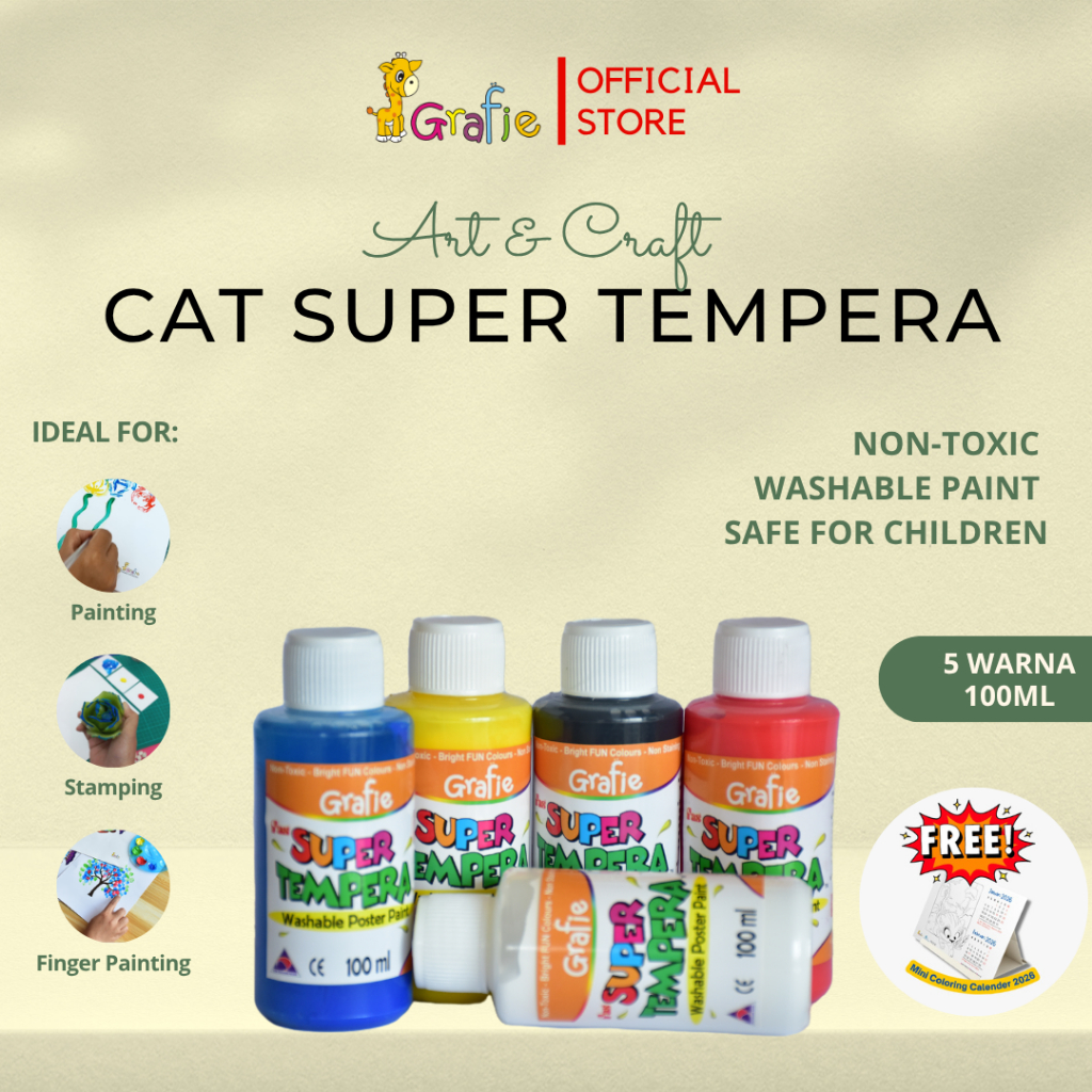 GRAFIE Cat Finger Painting Anak Washable Poster Paint 5 Color 100ml