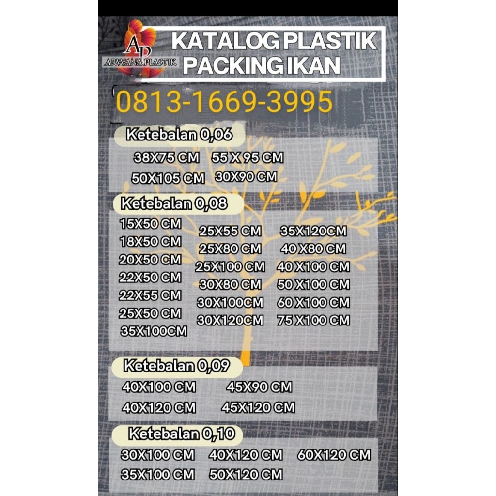 plastik packing ikan arwana /koi  terbuat dari bahan polyethylene