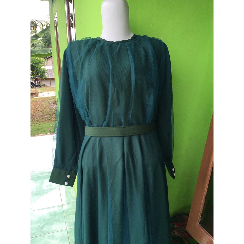ALUNA DRESS BROKAT-ARMY