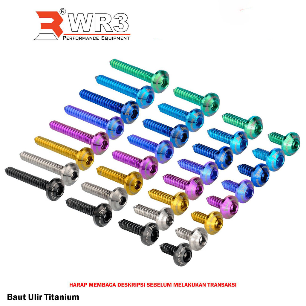 Baut Titanium L WR3 Ulir Cacing Ukuran M5 Baut 8 Kunci L4 Untuk Body Filter Universal