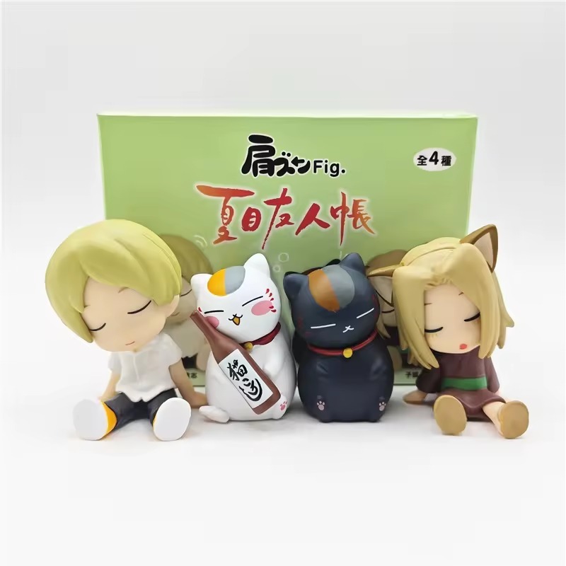 Gachapon Natsume Yuujin Chou Shoulder Fig Natsume Nyanko Black Nyanko Kogitsune by Takaratomy - Full