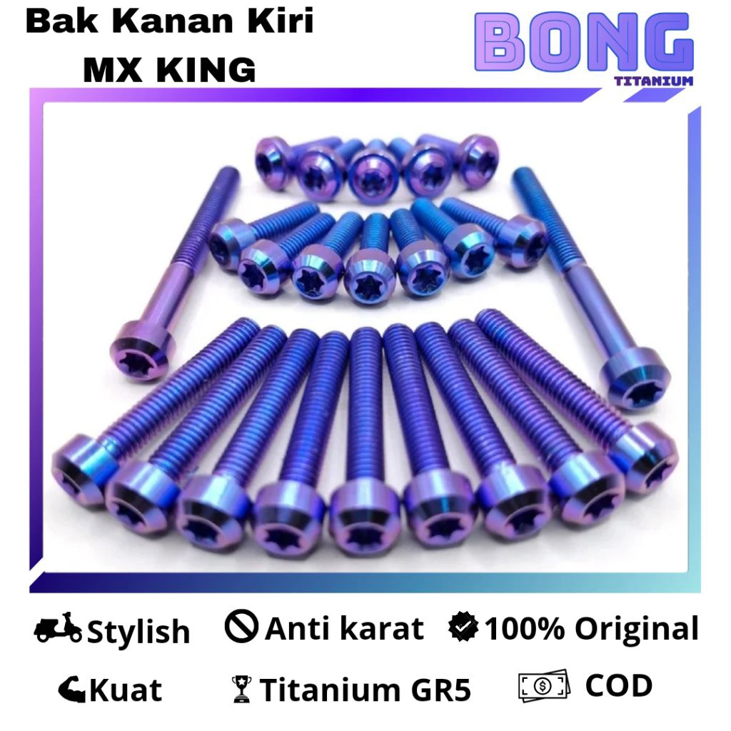 Baut Titanium Bak Mesin Kanan Kiri Mx King Baut Titanium Gr5 Original