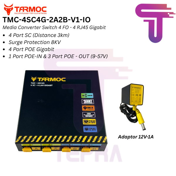 Tarmoc TMC-4SC4G-2A2B-V1-IO | Media Converter 4 FO 4 LAN / 4FO 4LAN 4SC 4LAN 4 SC 4 LAN Gigabit POE 