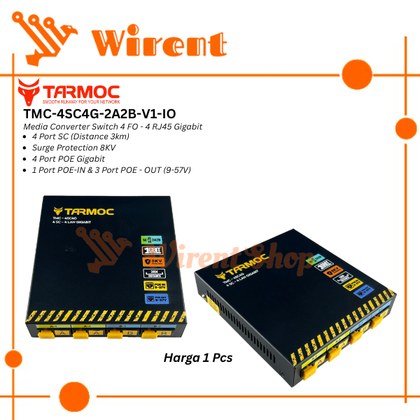 Tarmoc TMC-4SC4G-2A2B-V1-IO | Media Converter 4 FO 4 LAN / 4FO 4LAN 4SC 4LAN 4 SC 4 LAN Gigabit POE 