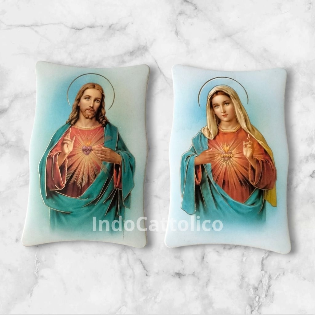HIASAN 1set IKON HATI KUDUS YESUS & BUNDA MARIA|Made in ITALY
