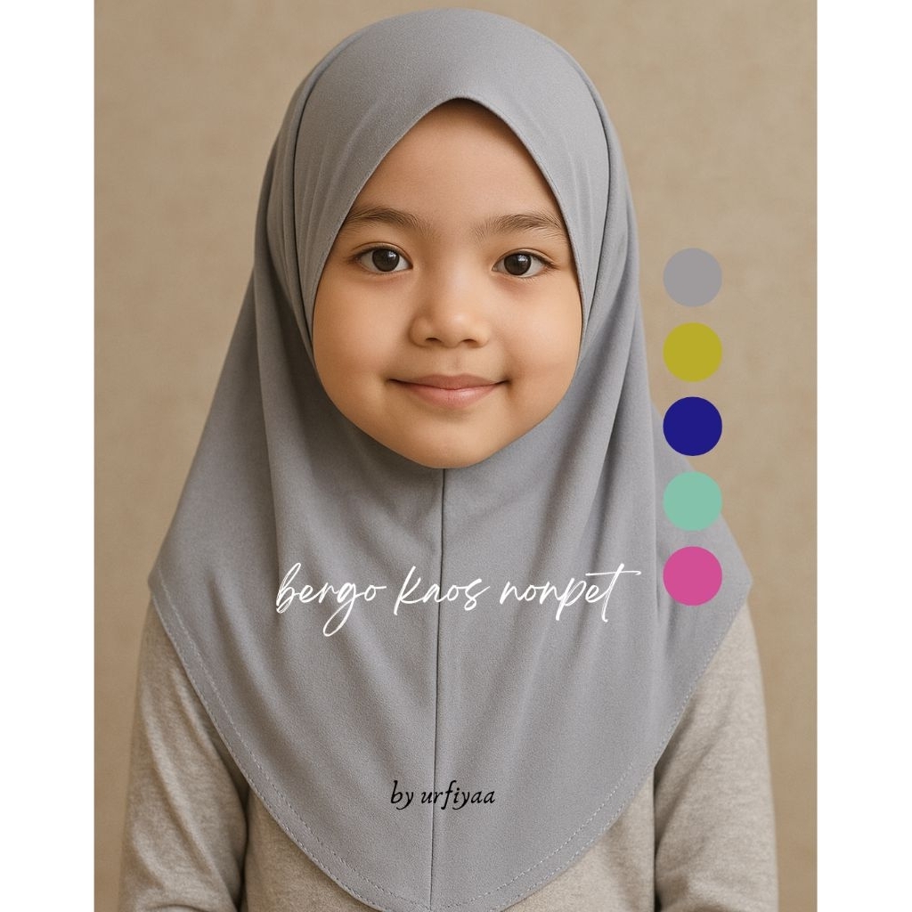 bergo anak/bergo nonpet anak /bergo kaos anak