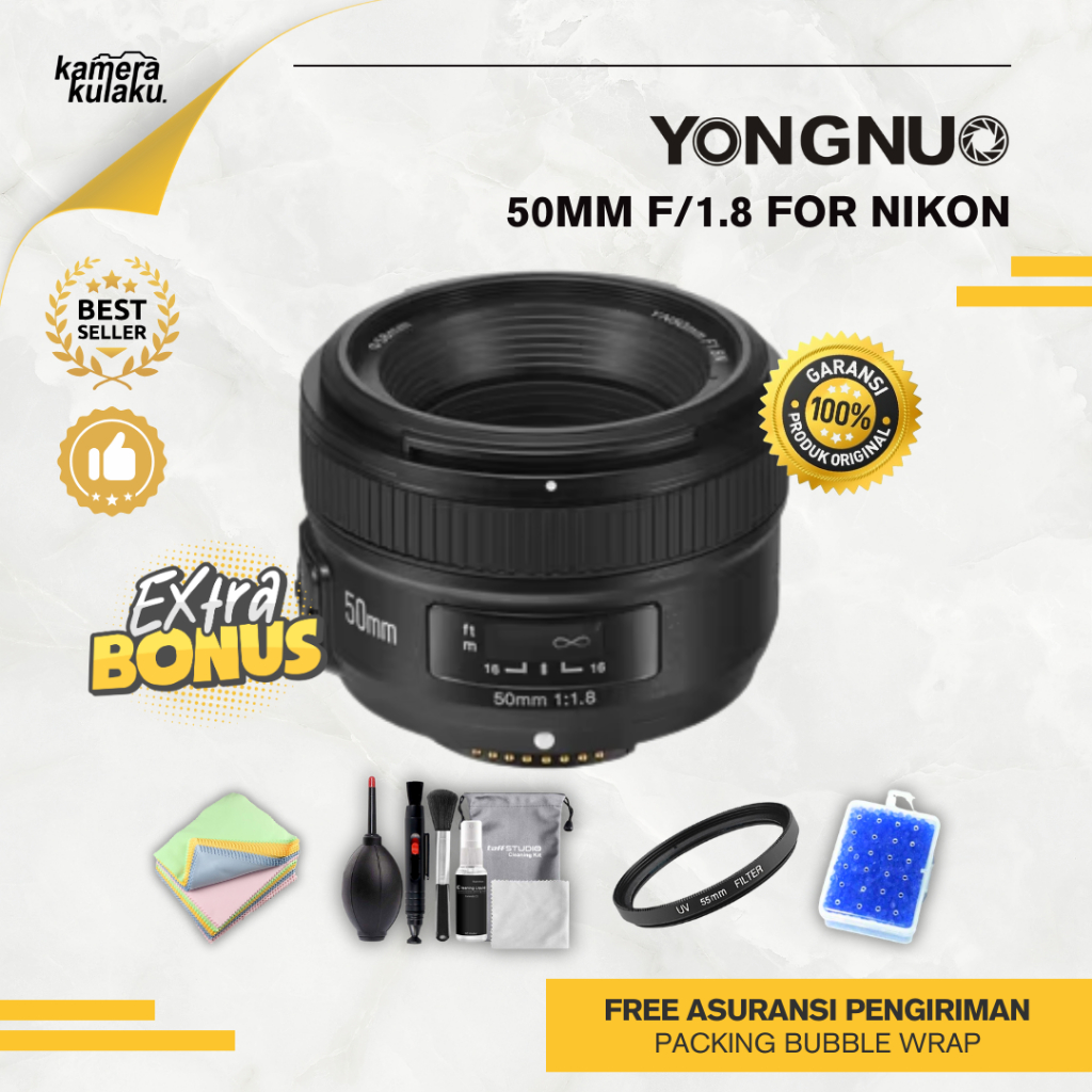 Lensa Yongnuo YN 50MM F1.8 FOR NIKON DSLR D5600 D5500 D5300 D5200 D7000 D7100 D90 D7200