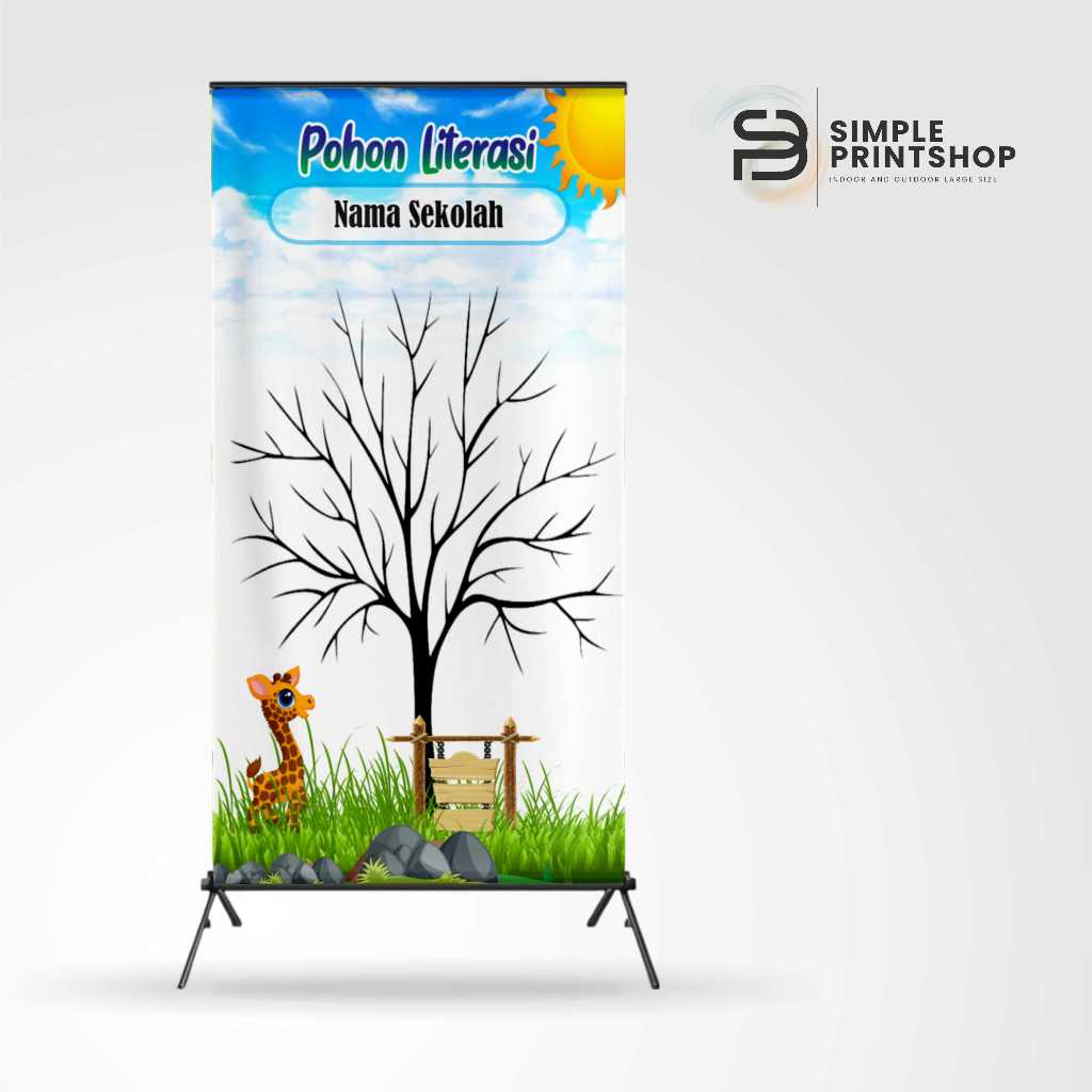 Spanduk Banner Pohon Literasi Free Custom Design