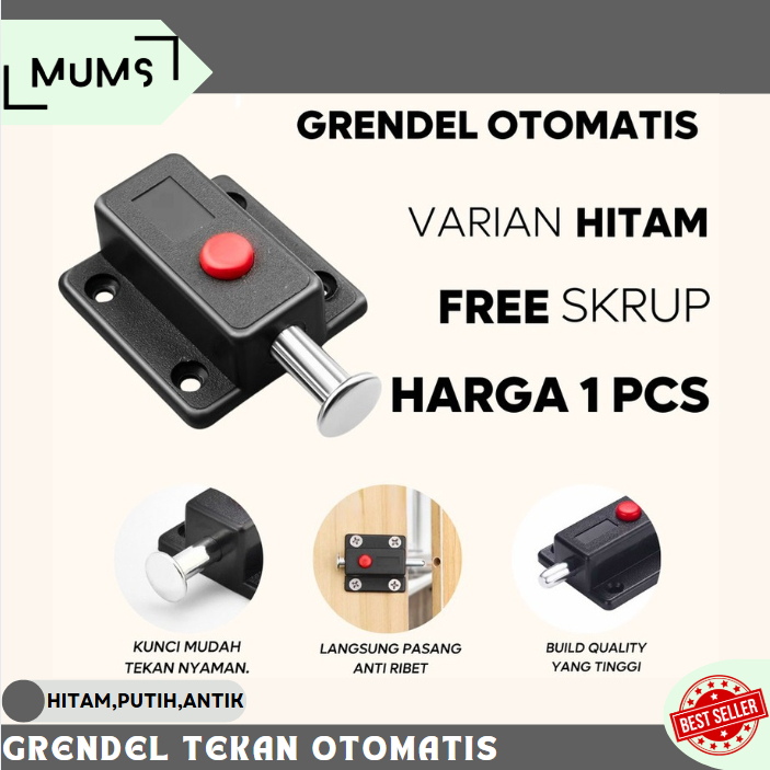 PROMO GROSIR Grendel Tekan Grendel Otomatis Slot Push Lock Tower Bolt Plastik Pencet Tekan Kunci Pin