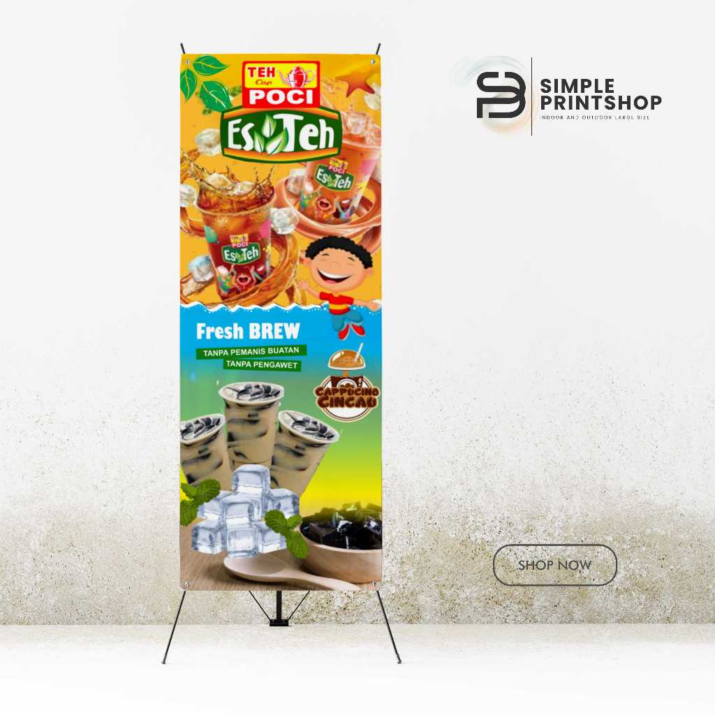Spanduk Banner Es Teh Posi dan Cappucino Cincau Free Request Design