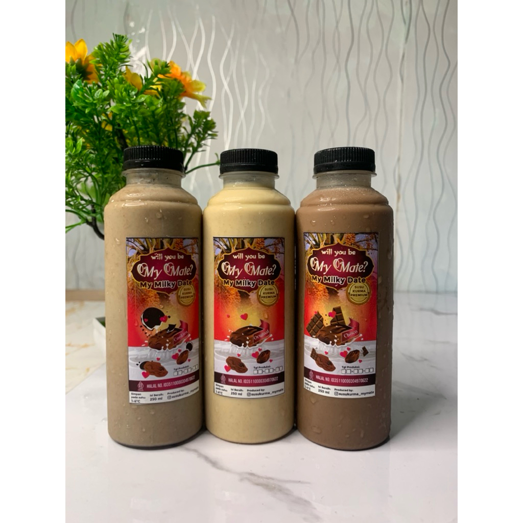 Susu kurma premium homemade Susu Kurma My Mate halal 250ml varian original, oat, matcha, choco, dan 
